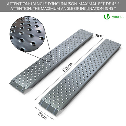VOUNOT Auffahrrampe 2er-Set, verzinkter Stahl, 400 kg, 135 cm