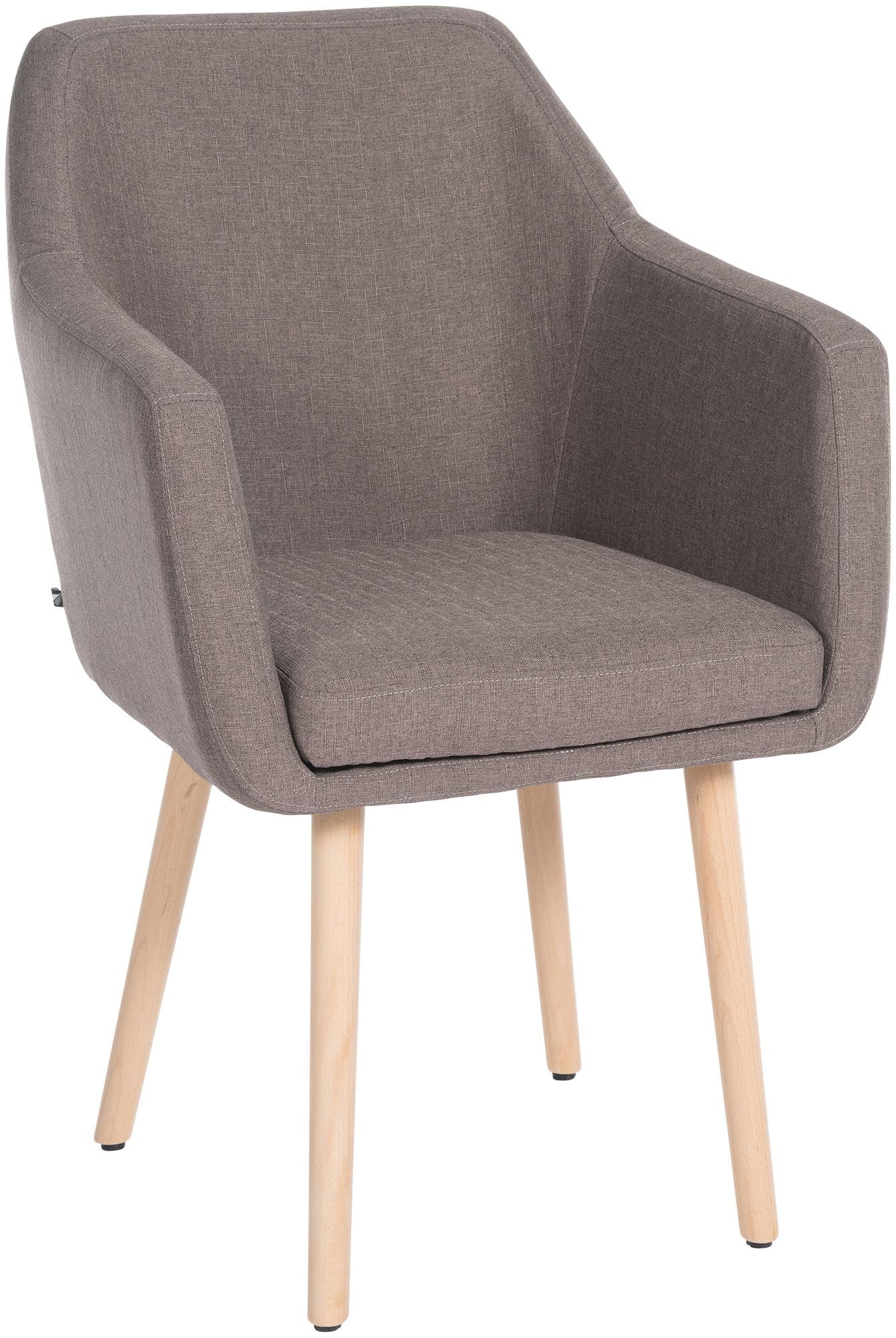 CLP Esszimmerstuhl Utrecht Stoffbezug Taupe Naturholz mit taupe Polsterung und Naturholzbeinen. Zum Sitzen am Esstisch.