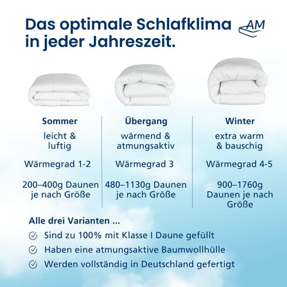 DormiGood Daunendecke Ganzjahres Federbettdecke 135x200 cm