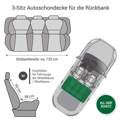 Doctor Bark Hunde 3-Sitz Autoschondecke Rücksitz M - Schwarz