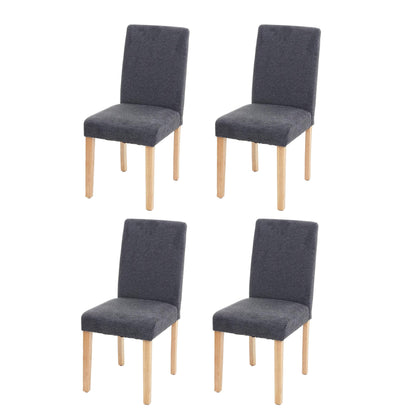 Mendler Littau Esszimmerstuhl 4er-Set - Anthrazitgrau Textil