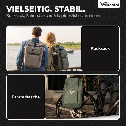Valkental UrbanX 2in1 Fahrradtasche & Rucksack, wasserdicht, 28 l