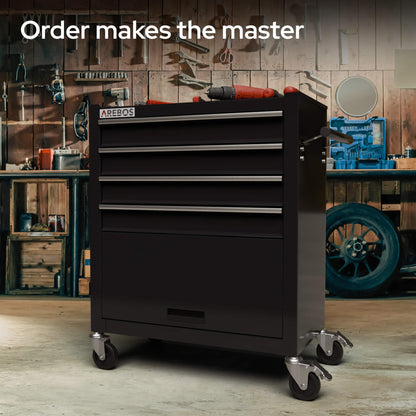 Arebos Werkstattwagen Rollwagen mit 5 Fächern - Schwarz