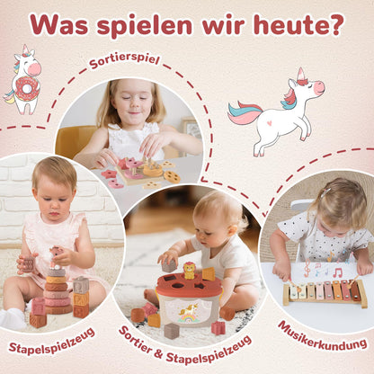 Almaxi 5-in-1 Montessori-Spielzeug ab 6 Monate, Motorikspielzeug