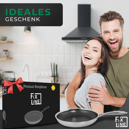 FIXLINE® Premium Wabenpfanne Ø24cm Edelstahl Induktion Antihaft