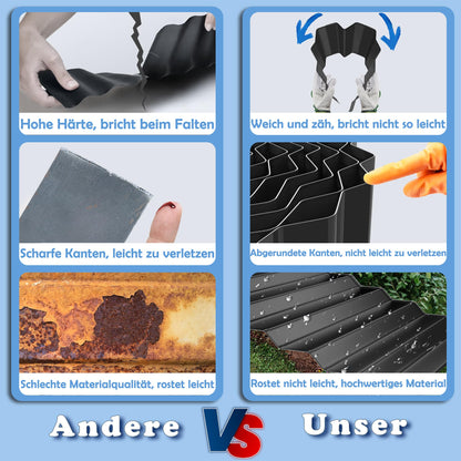 AufuN Rasenkante Metall verzinkt, Wellenform, Anthrazit, 18 cm, 20 m