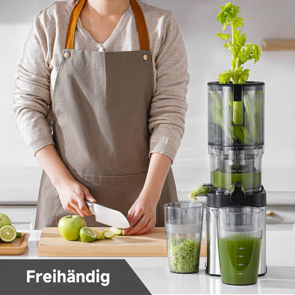 AMZCHEF Slow Juicer 135KJBY Entsafter mit 136 mm Einwurfschacht