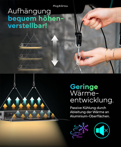 Plug & Grow LED Pflanzenlampe Vollspektrum mit Timer - 120W