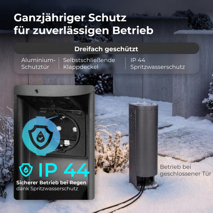 Novatool Steckdosenturm 2-fach aussen IP44 Edelstahl Anthrazit