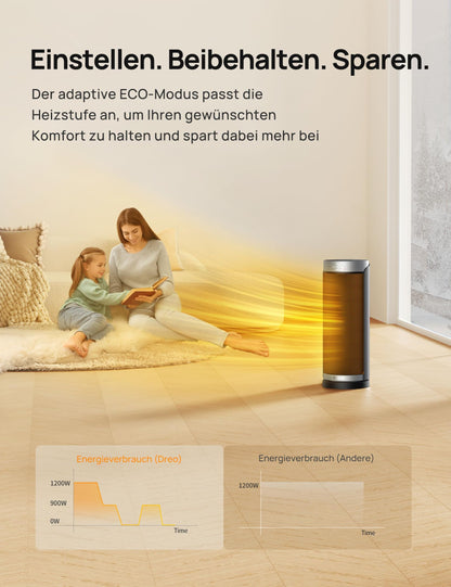 Dreo Heizlüfter Solaris Slim H3 PTC Keramik mit Fernbedienung