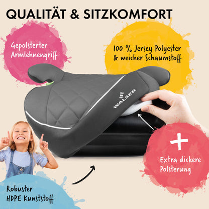 WALSER Andy ISOFIX Kinder Sitzerhöhung Auto 125-150 cm Grau