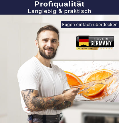 timalo Küchenrückwand Acryl Glas – Orangen im Wasser 80x60cm