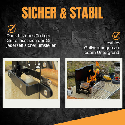 SCHNEIDERFREUDE Klappgrill 2.0 – höhenverstellbarer Holzkohlegrill
