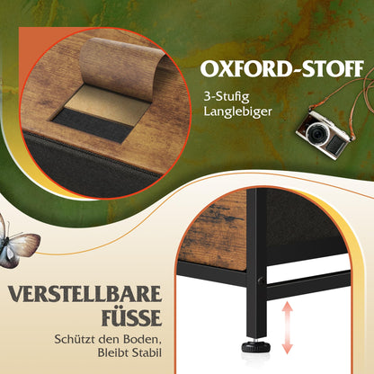 WLIVE Kommode mit 9 Schubladen aus Stoff - Vintagebraun-Schwarz