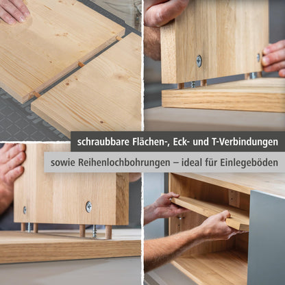 Wolfcraft Exzenter-Möbelverbinder-Set komplett für Möbelbau - 4665000