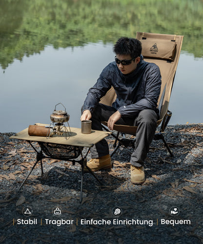 OneTigris TIGERBLADE Campingstuhl Hochlehner faltbar - Kojote Braun