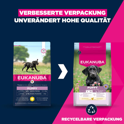 Eukanuba Welpenfutter mit Huhn, Trockenfutter für grosse Rassen, 15 kg