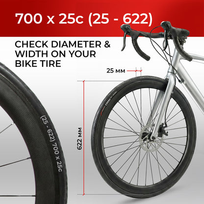 Fincci Rennrad Reifen 700x25c 2er-Pack mit Pannenschutz 120 TPI