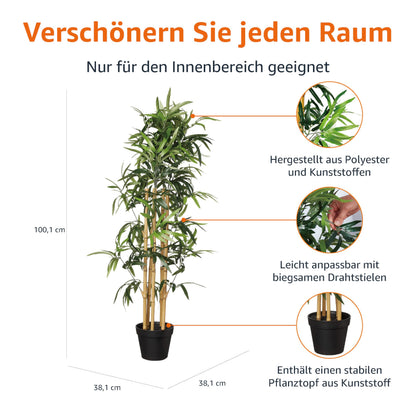 Amazon Basics Künstliche Bambuspflanze im Kunststofftopf, 100 cm