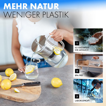 INFINTOS Wasserfilterkanne aus Glas mit Aktivkohlefilter INF4S02