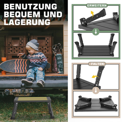 XARILK Aluminium Klapptritt 3-stufig Hockerleiter - Schwarz