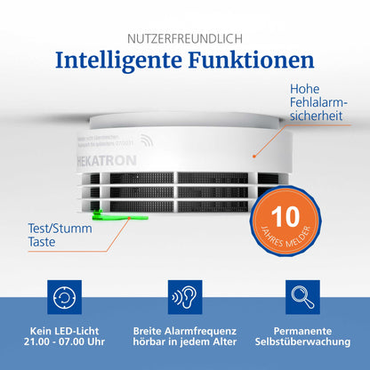 Hekatron Genius Plus X Funkrauchmelder – 8er Set, 10 Jahre Batterie