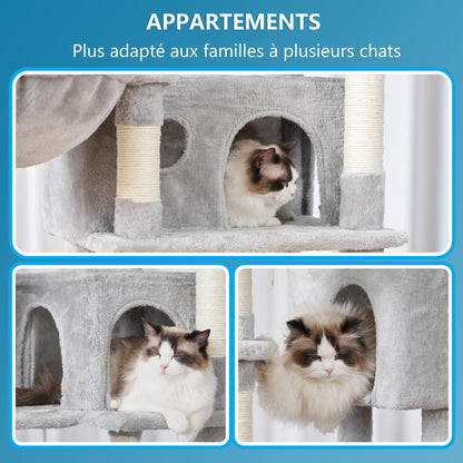 Hey-brother Kratzbaum XXL Kletterbaum - 188 cm Hellgrau MPJ035-MW