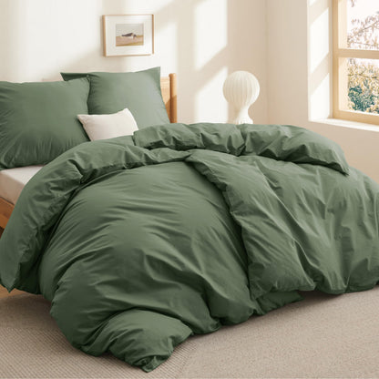 BEDSURE Bettwäsche-Set 135x200 cm Baumwolle, 4-teilig, Grauolivgrün
