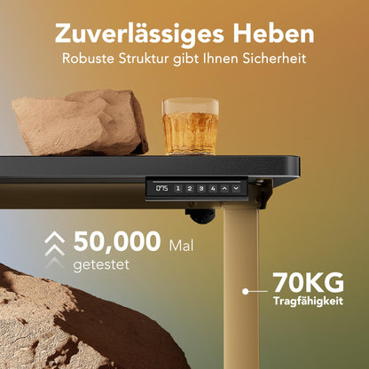 HUANUO Elektrischer Stehschreibtisch 80x48cm – Schwarz/Gold