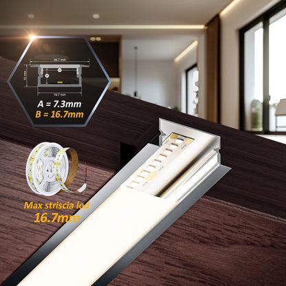LASLUX LED Profil U-Form – Aluprofil 2m 19,7x10 mm
