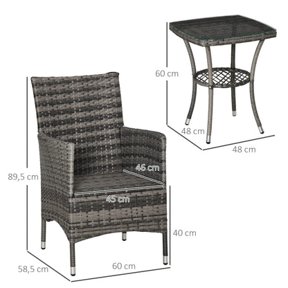 Outsunny Polyrattan Lounge Set – 2 Personen Dunkelgrau