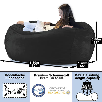 Charlie & Finn Riesen-Sitzsack - Memory-Foam Platin Grau