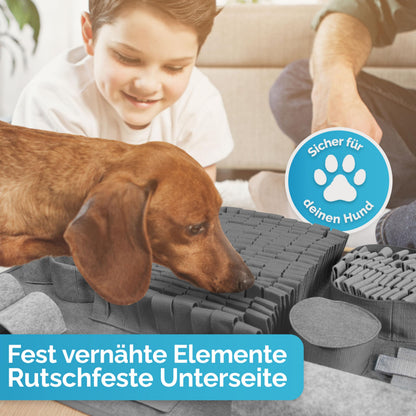 Briliantwerk Schnüffelteppich für Hunde – Intelligenzspielzeug, Grau