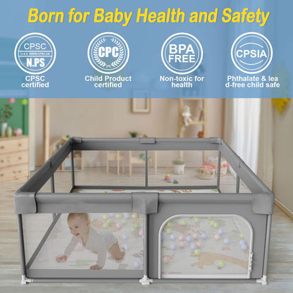 Palopalo Laufstall Baby Laufgitter 127x127cm - Dunkelgrau