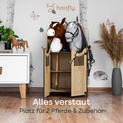 Hoofly® Hobby Horse Stall für 2 Pferde – Holz Pferdestall Stecksystem