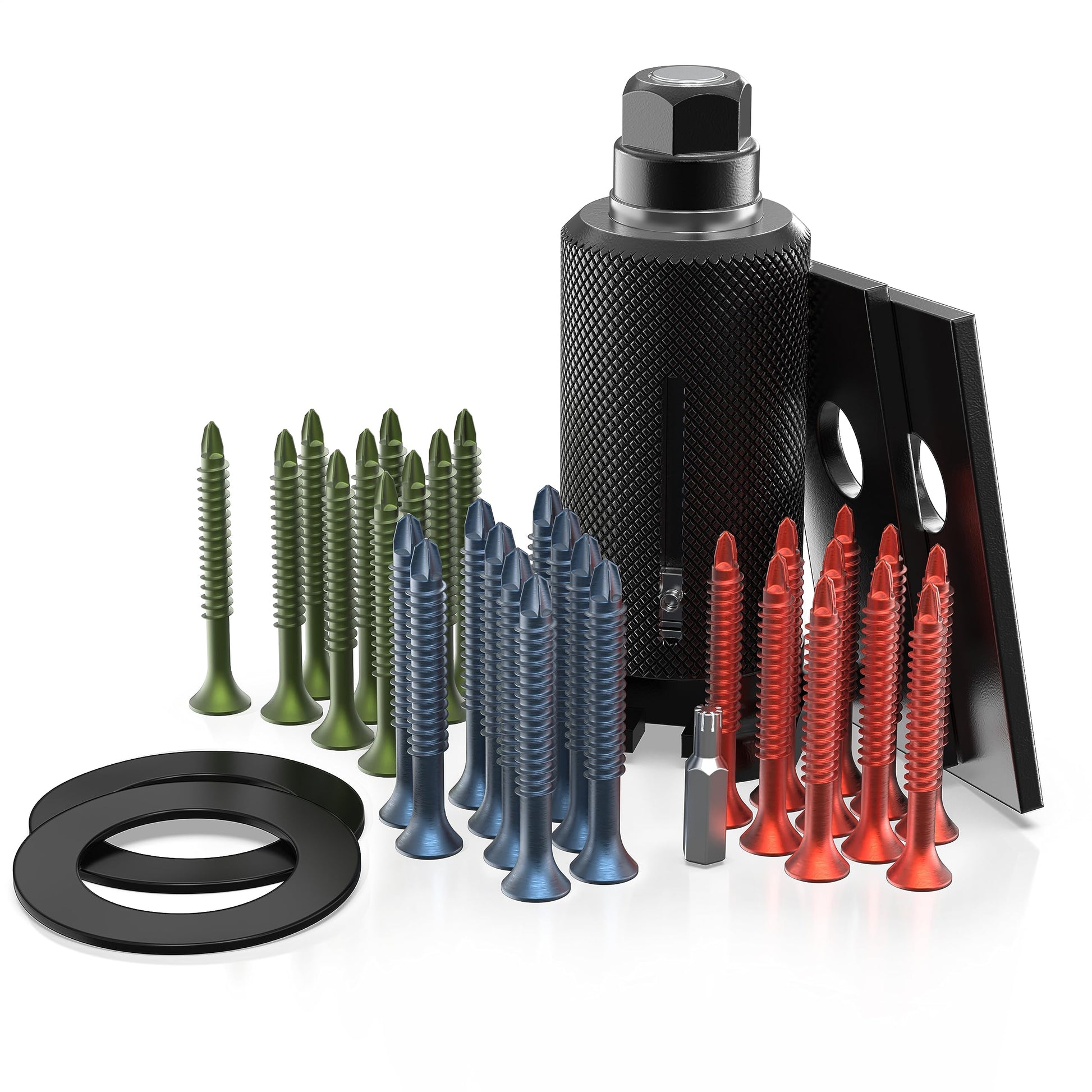 MULTIPICK Ziehglocke Türöffnungswerkzeug - inkl. 30 Zugschrauben. Silbernes Set, konisch, für Zylinderzug bei Türöffnungen.