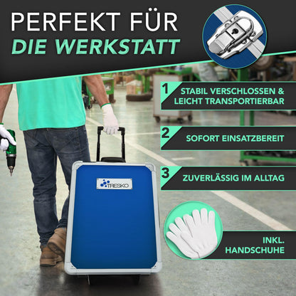 TRESKO Werkzeugkoffer 1400-teilig, Werkzeug-Trolley, blau