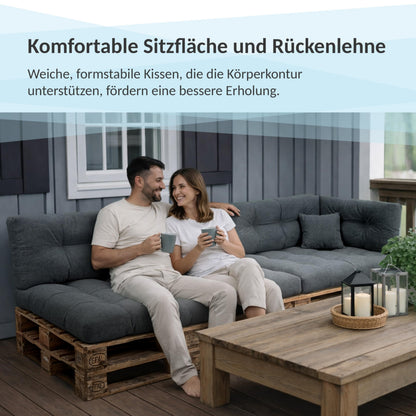 POKAR Palettenkissen Set 2-teilig Sitzkissen + Rückenkissen Anthrazit