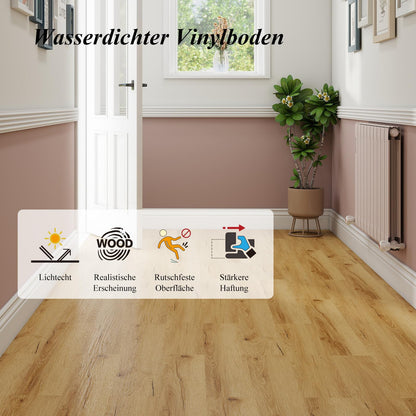 Mysflosy Vinylboden selbstklebend PVC Bodenbelag Eiche 36 Dielen 5 m²