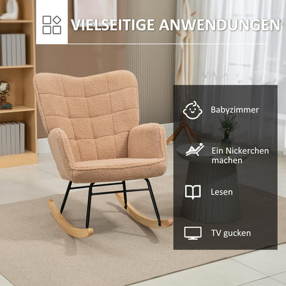 HOMCOM Schaukelstuhl mit Berbervliesoptik Braun