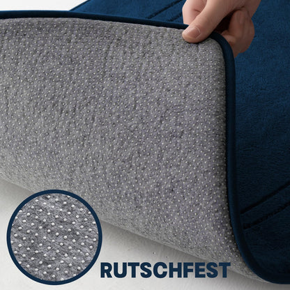 chakme Badezimmerteppich-Set 3-teilig, Memory-Schaum, navyblau