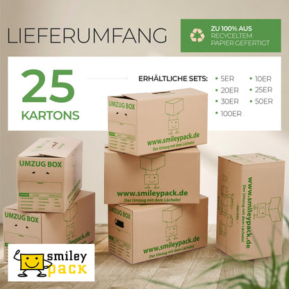 Smiley Pack PROFI Umzugskartons 620x300x330 mm zweiwellig, 25 Stück
