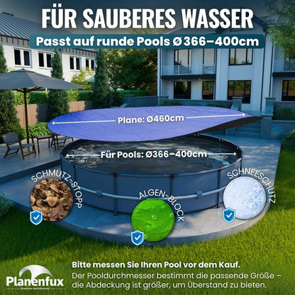 Planenfux® Rundpool-Abdeckung 400 cm - 2-in-1 Solar