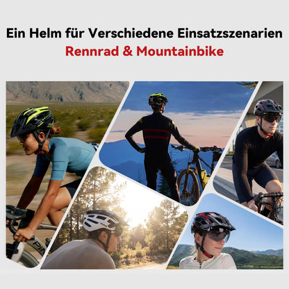 RLQA Fahrradhelm BD030 mit Magnetvisier & LED, Grösse L, Schwarz-Rot