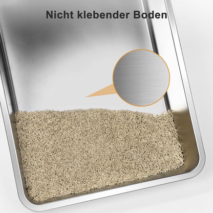 MIXJOY XXXL Katzenklo – 71x51x30 cm Hochrand Edelstahl