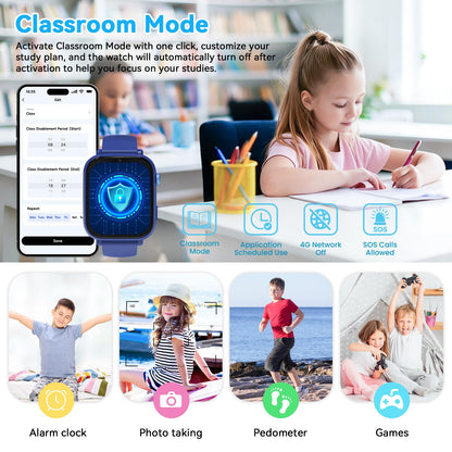 Ucani A28 4G Kinder-Smartwatch mit GPS, Videoanruf und SOS, Dunkelblau