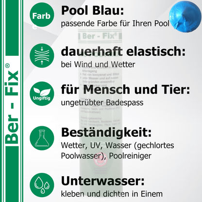 Ber-Fix MS Polymer Kleber Pool Abdichtung 3er Pack Pool-Blau 440g