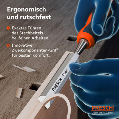 Presch Stechbeitel-Set für Holz, 4-teilig, 6–24 mm, mit Tasche