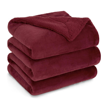BEDSURE Kuscheldecke Sherpa 220x240 cm Rot – flauschige Wohndecke, doppelseitig aus Flanell und Sherpa