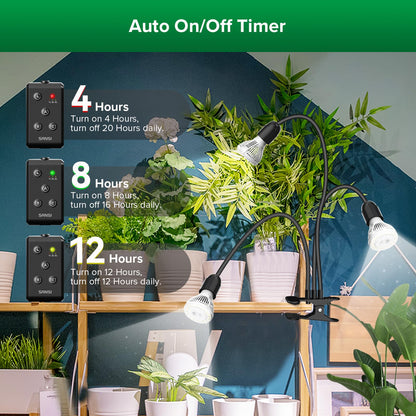 SANSI LED Pflanzenlampe 450W Vollspektrum 3-Schwanenhals mit Timer